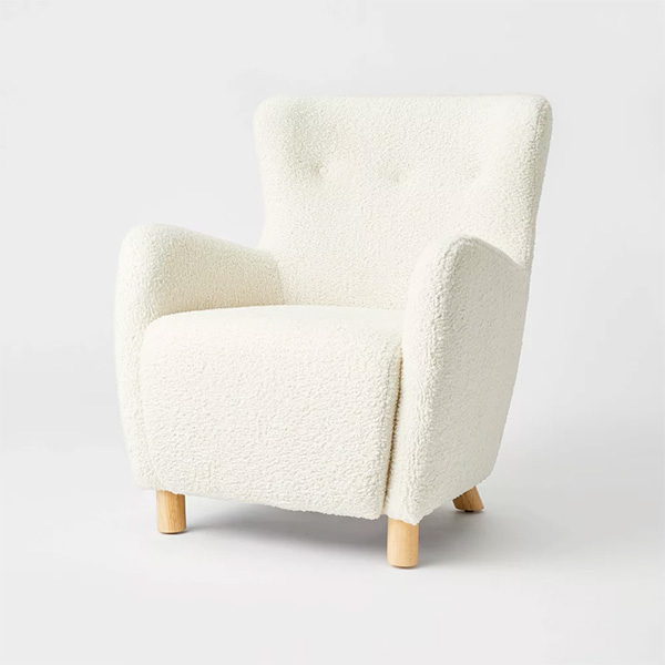 Arbon Wood Dowel Accent Chair with Cushion Arms Light Gray Linen -  Threshold™ designed with Studio McGee