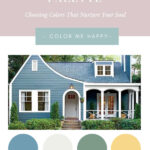 blue cottage house with front porch sherwin williams benjamin moore behr paint