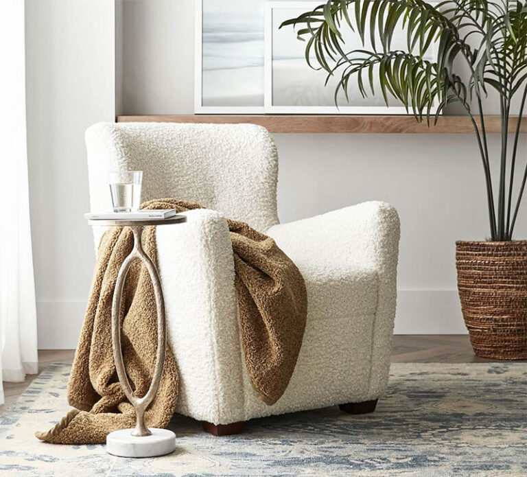 12 Dreamy Huggable Boucle Sherpa Chairs To Snuggle Up In White Oak And Linen Design Co